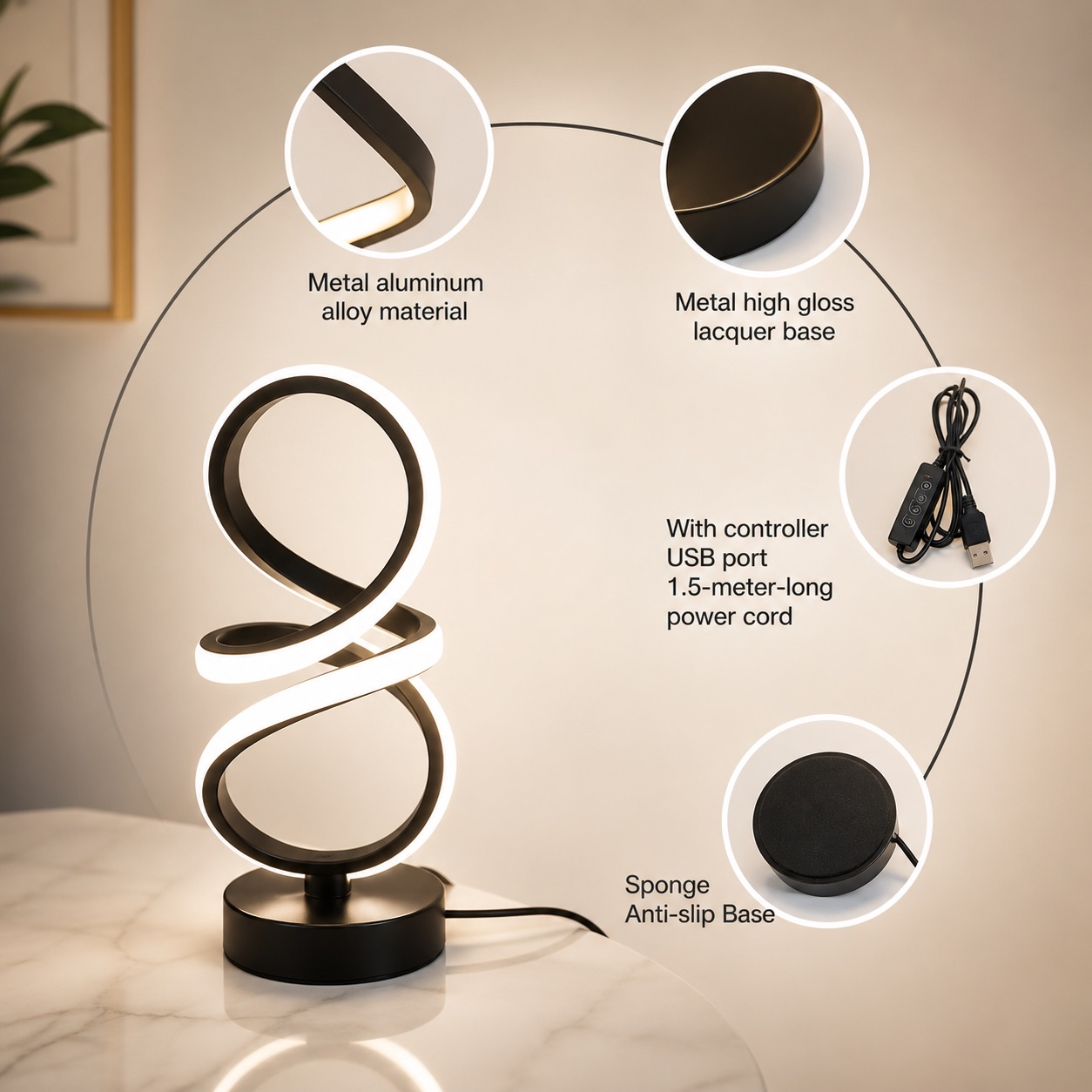 Modern Bedside Lamp LuniqHome