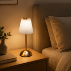 Cordless Rechargeable Pleated Table Lamp – Brass LED