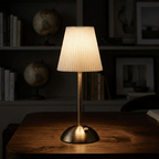 Cordless Rechargeable Pleated Table Lamp – Brass LED