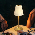 Cordless Rechargeable Pleated Table Lamp – Brass LED