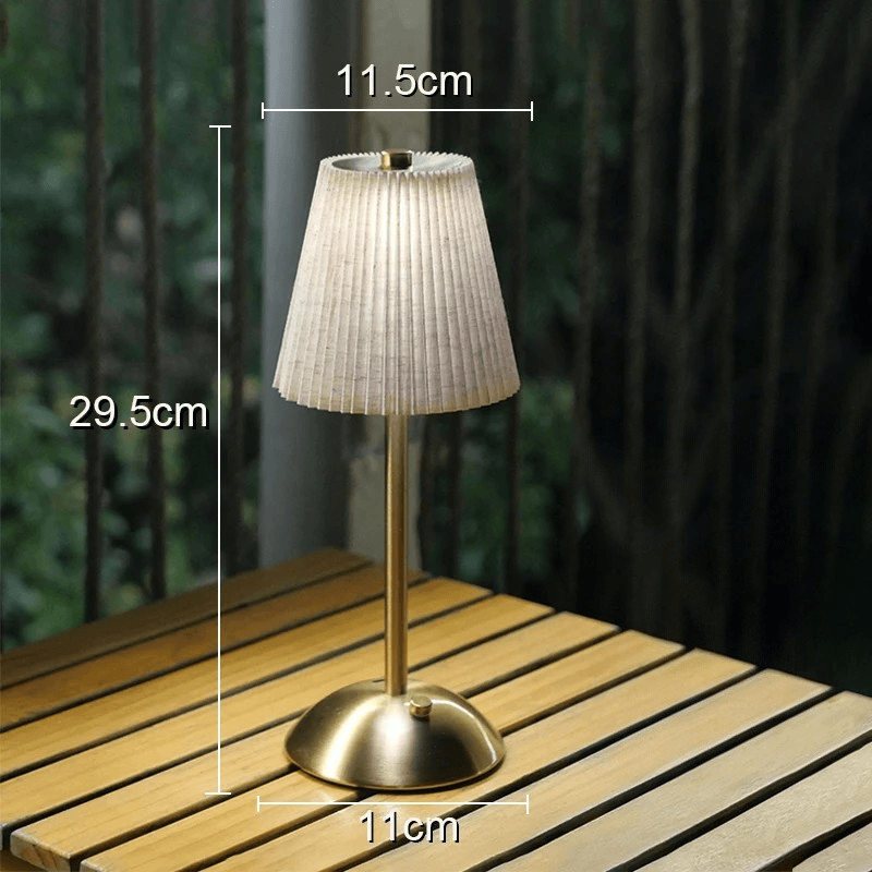 Cordless Rechargeable Pleated Table Lamp – Brass LED