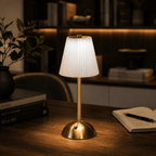 Cordless Rechargeable Pleated Table Lamp – Brass LED