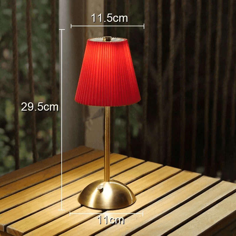 Cordless Rechargeable Pleated Table Lamp – Brass LED