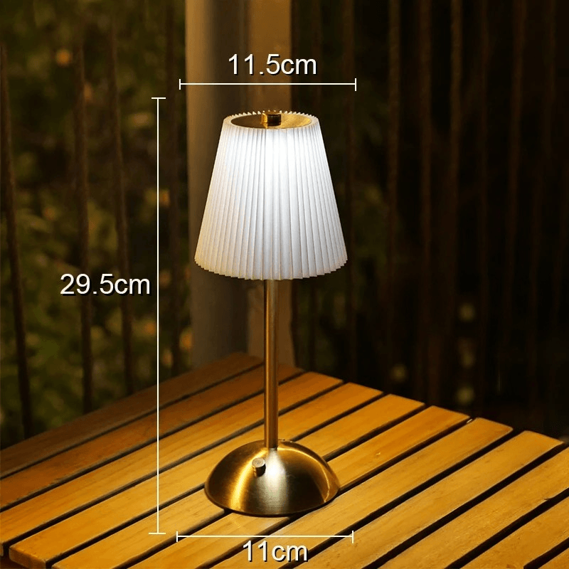 Cordless Rechargeable Pleated Table Lamp – Brass LED